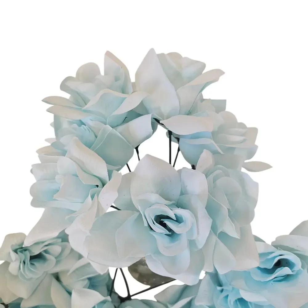 45 Baby Blue Powder Blue Artificial Silk Roses 3in Short Stem Wedding Flowers